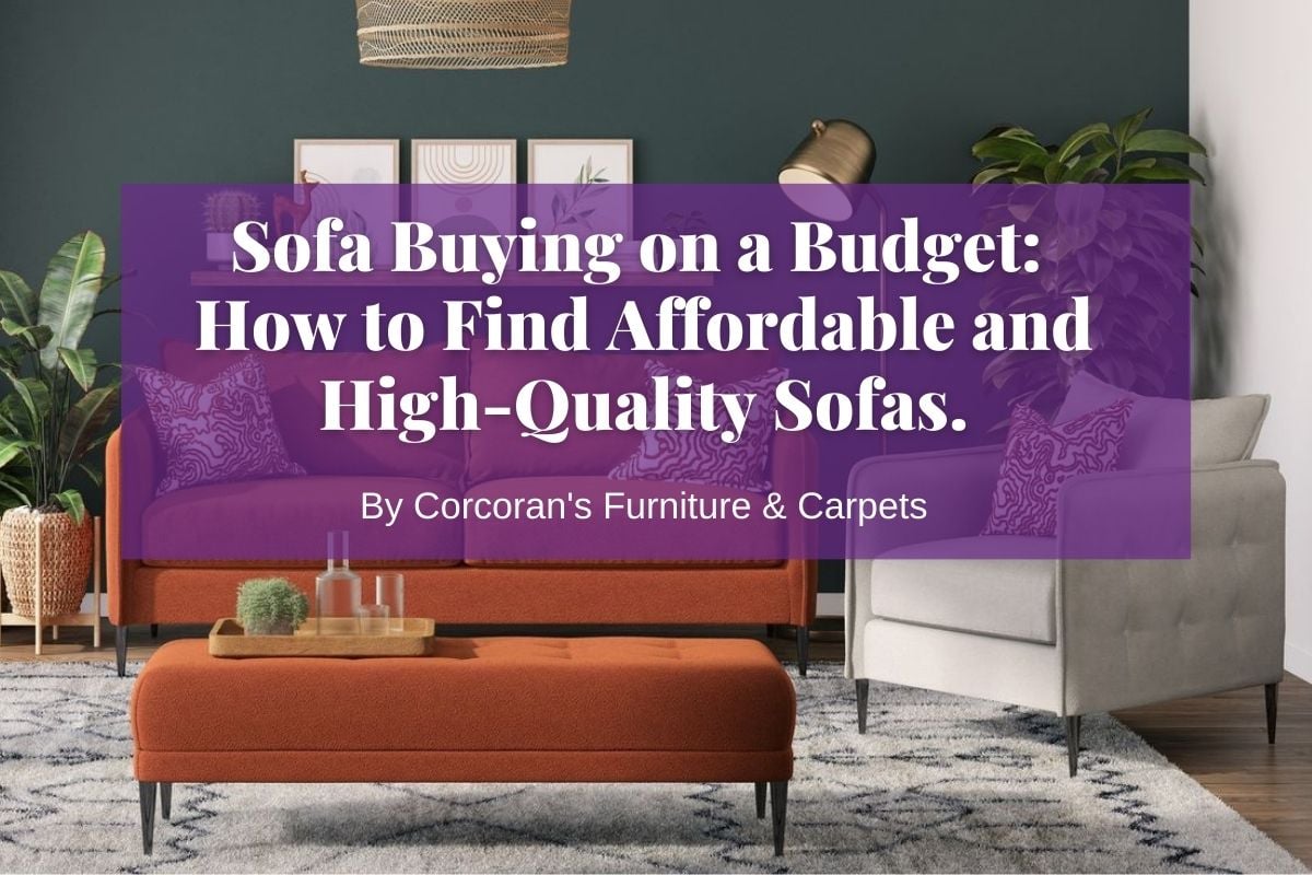 Burnt orange loveseat sofa with matching ottoman and oversized cream chair.