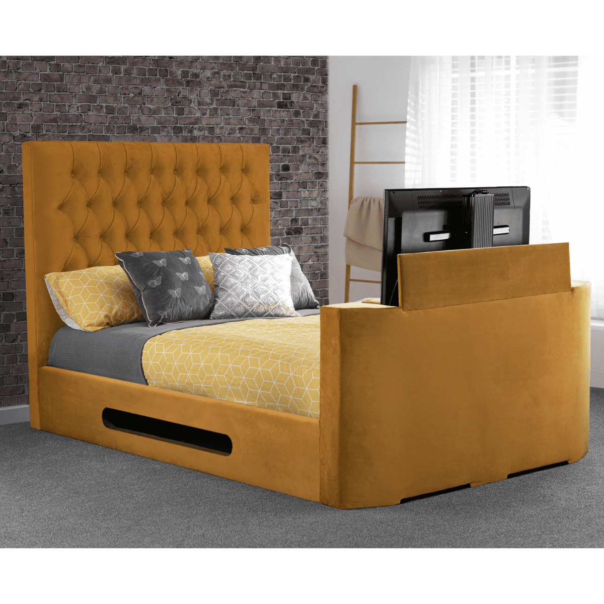 Beverly Hills Velvet Adjustable TV Bed Frame