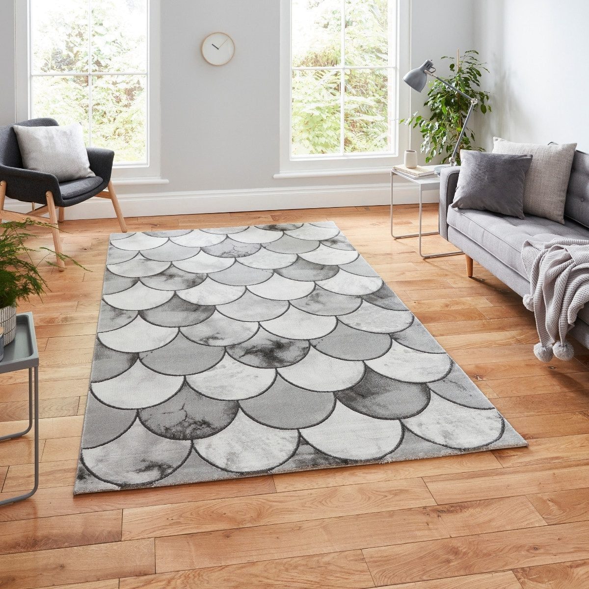 Craft Fish Scale Grey and Silver Rug