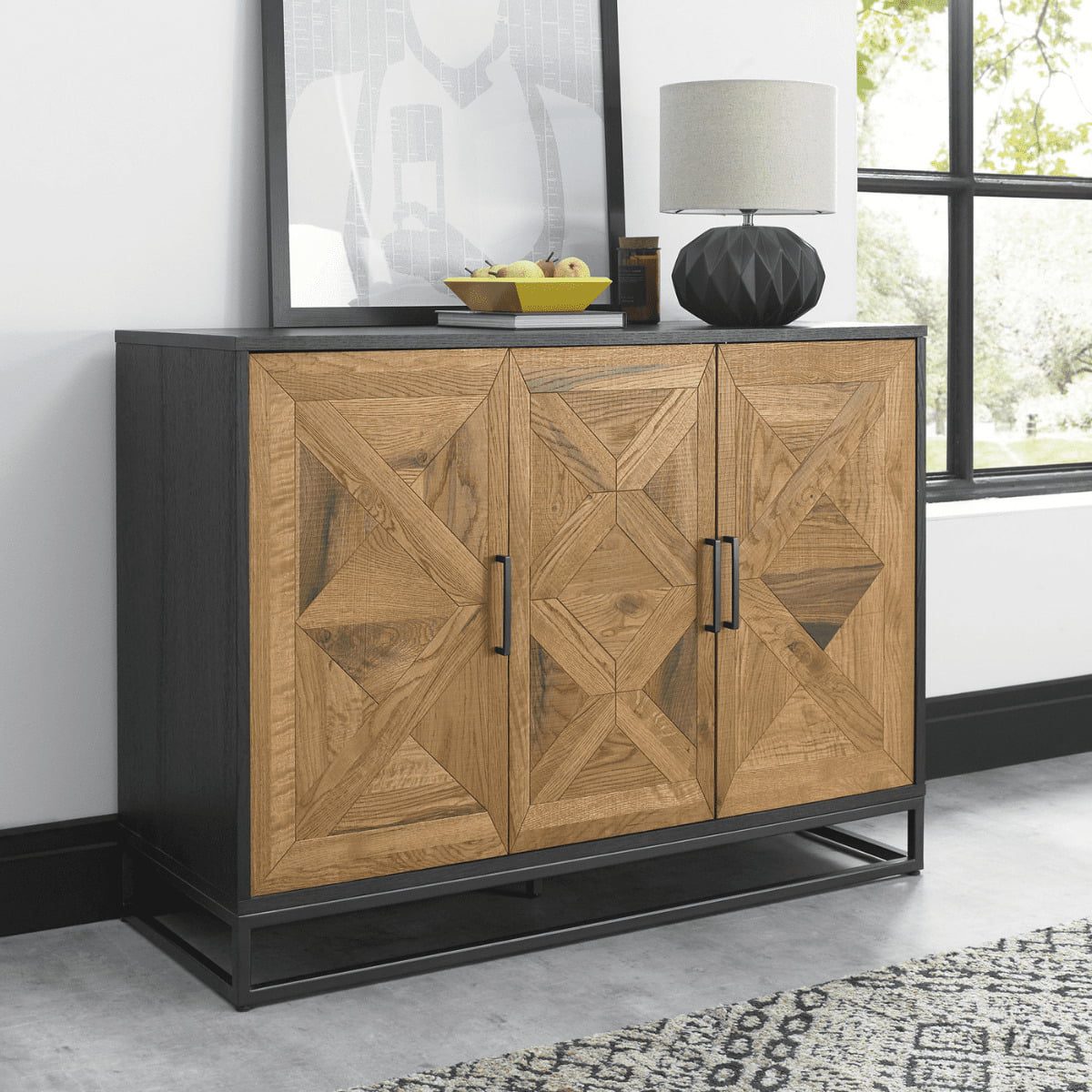 2003-10 - Inishmore Narrow Wood and Black Metal Sideboard - 3