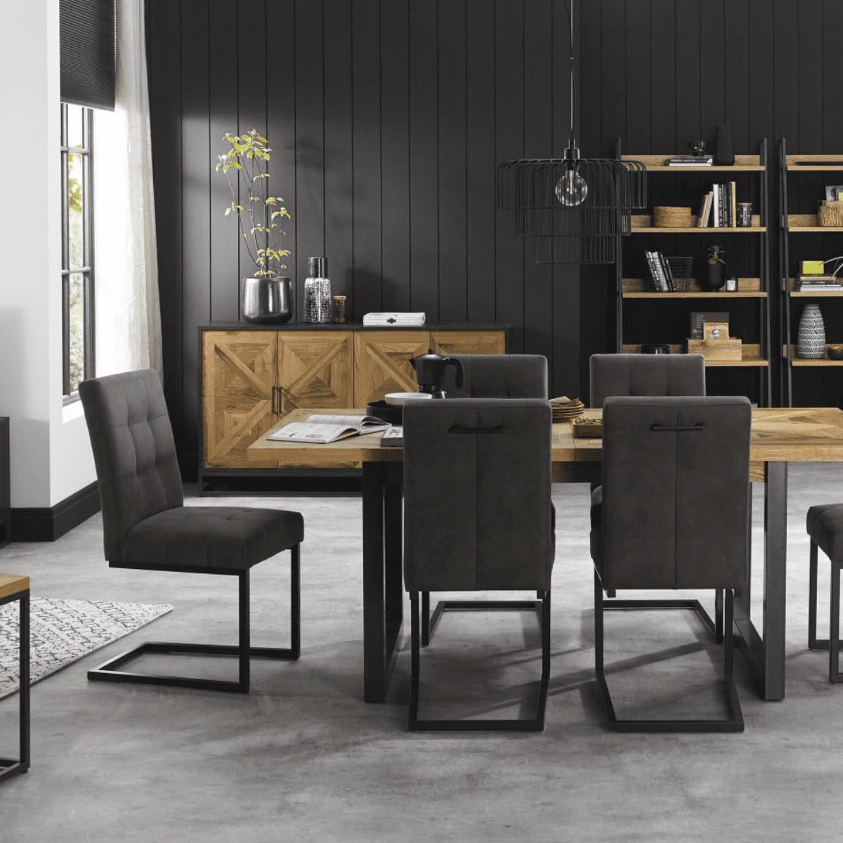 2003-15 - Inishmore Wide Black Metal and Wood Sideboard - 5 - Copy