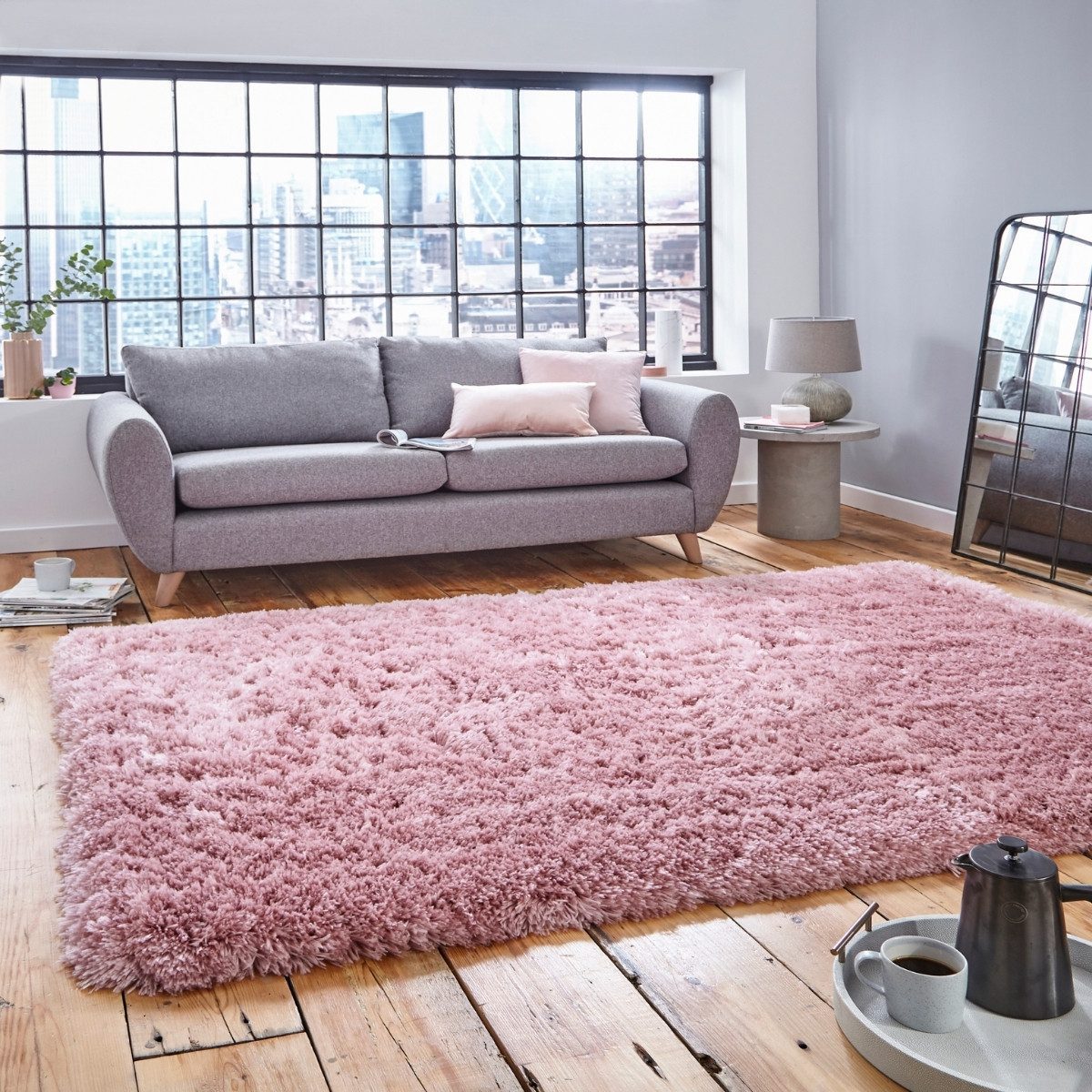 Polar Rose Light Pink Shag Rug