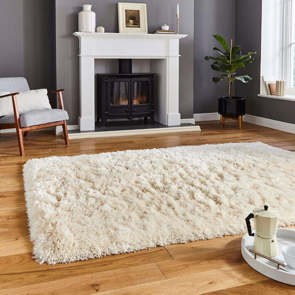Polar Cream Shag Rug
