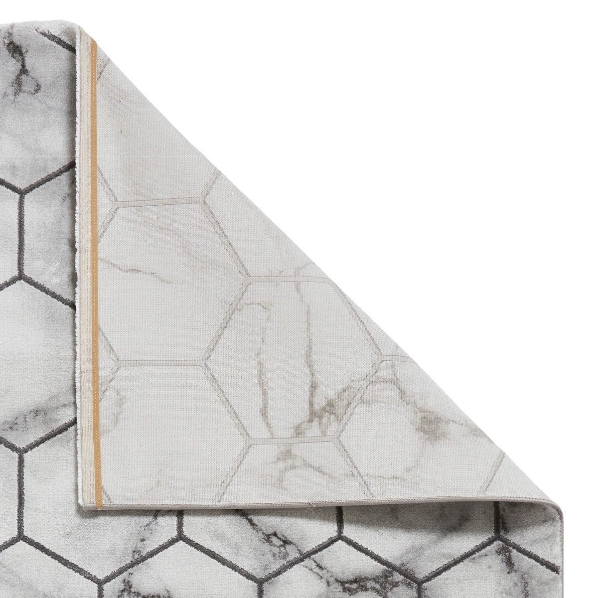 Craft Grey and Silver Hexagon Pattern Area Rug