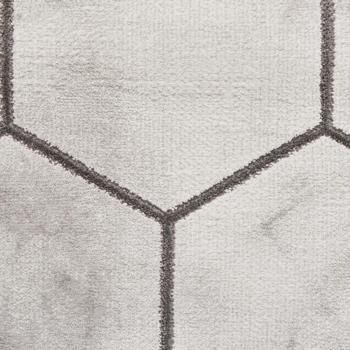 Craft Grey and Silver Hexagon Pattern Area Rug