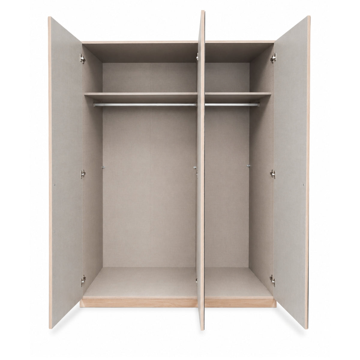 Archie wardrobe with open doors on a white background