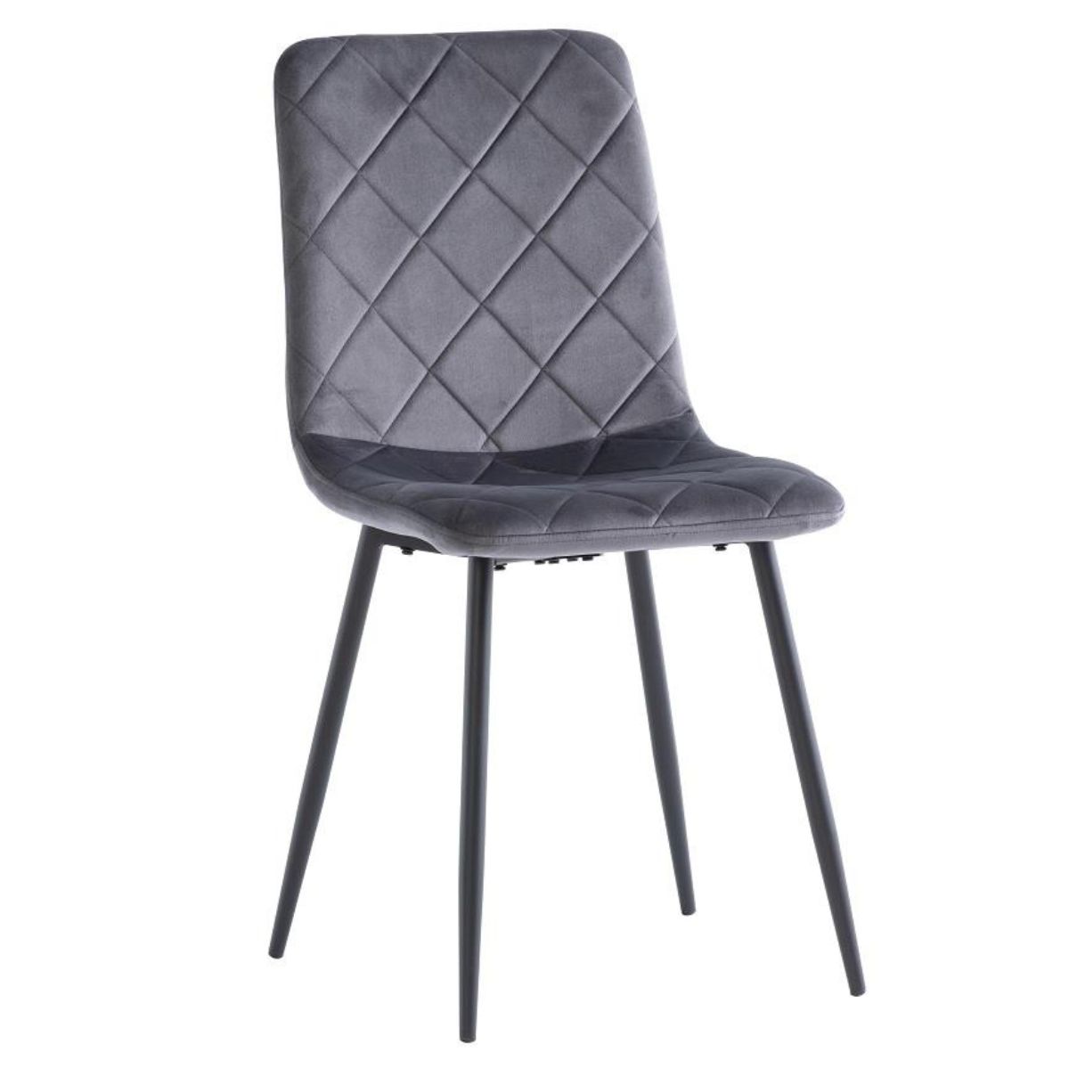 grey Billie Velvet Dining Chair with diamond stitch