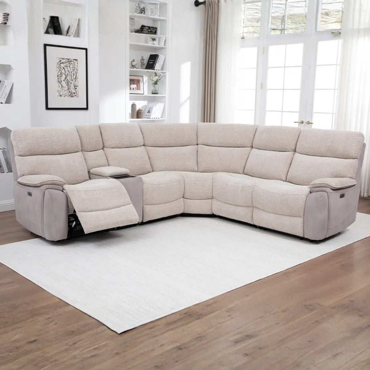 BrightonBeigeTwoTone4SeaterElectricReclinerCornerSofa-2