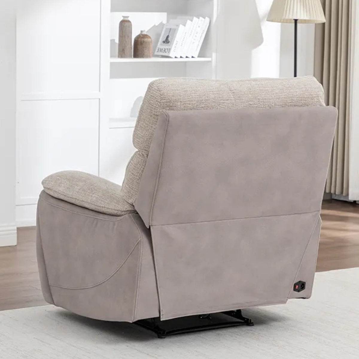 BrightonBeigeTwoToneElectricReclinerArmchair-4