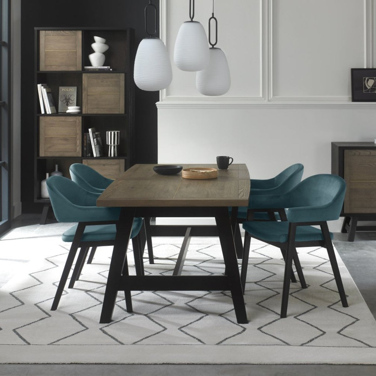 Chambery Weathered Oak Curved Back Dining Chair Blue - 5