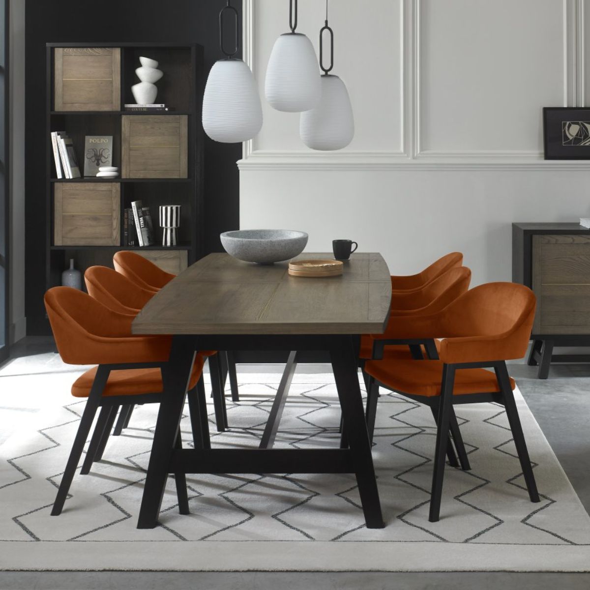 Chambery Weathered Oak Curved Back Dining Chair Orange - 5