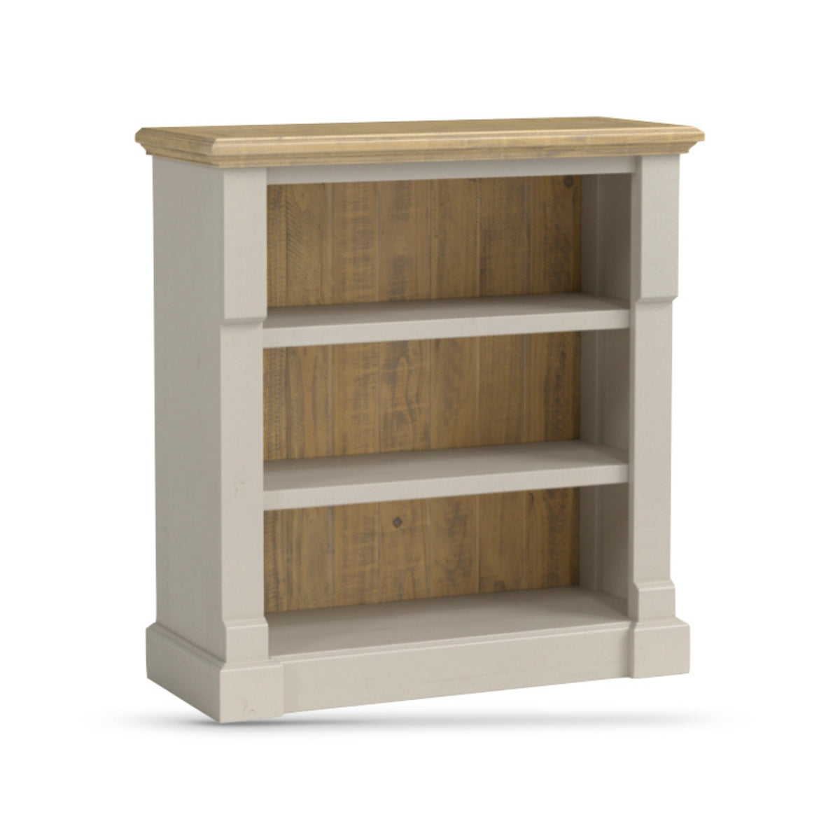 grey painted low bookcase