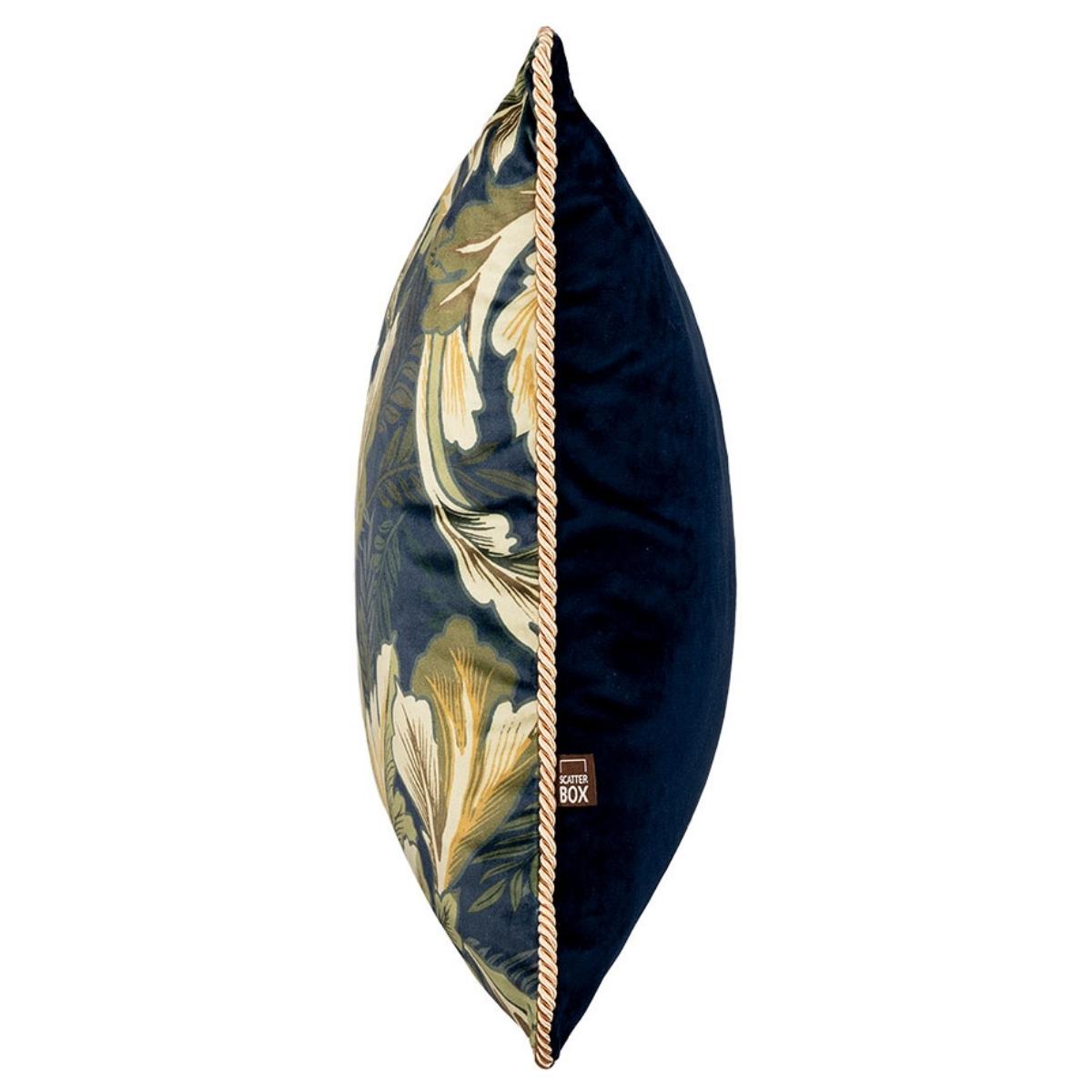 Cecile Navy Green Leaf Cushion - 3