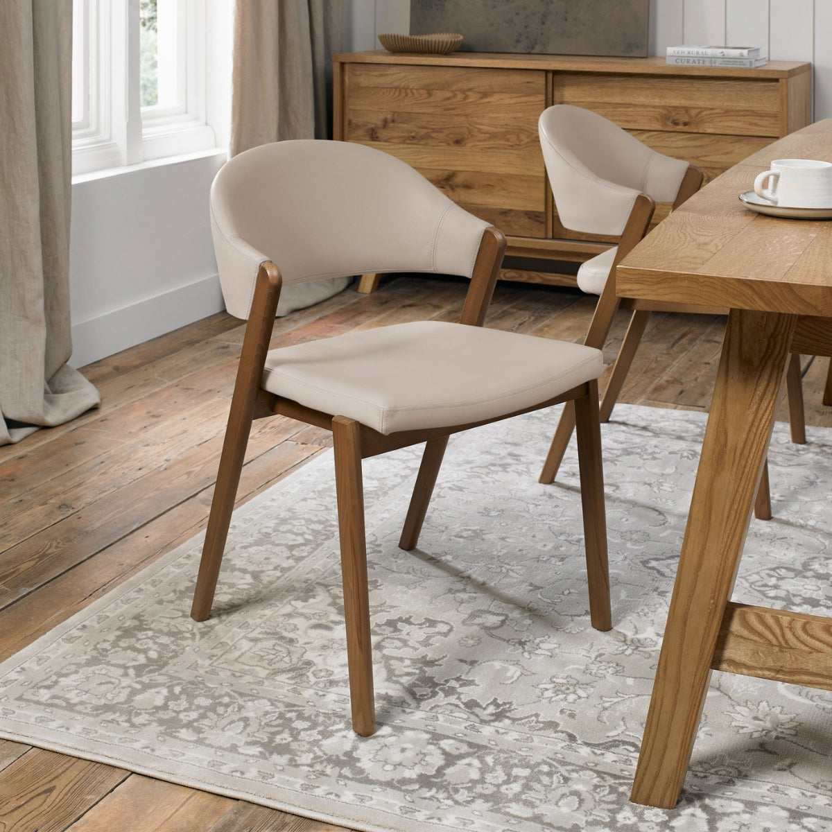 Chambery Rustic Oak Carver Dining Chair Beige - 4