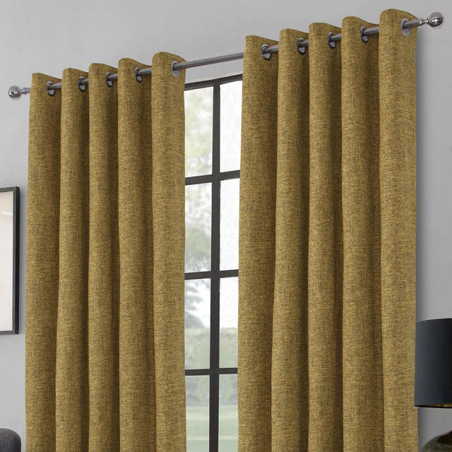 Clayton Ready-Made Eyelet Mustard Blackout Curtains