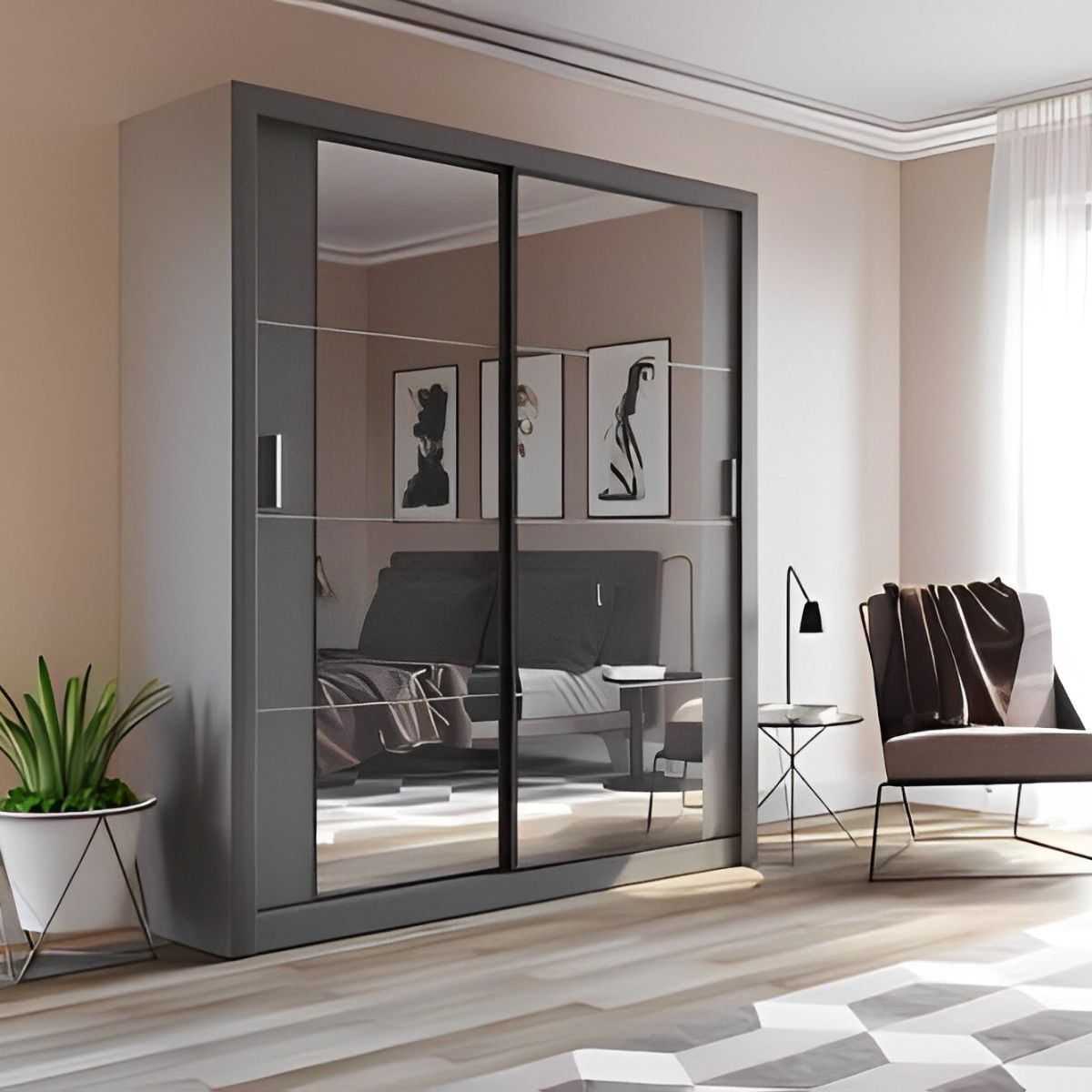 Costa Rica sliding mirrored wardrobe