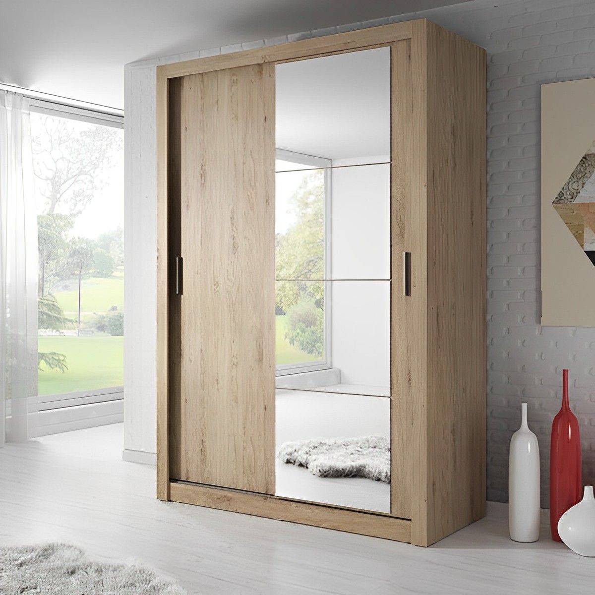 Darby Mirrored Oak Sliding Wardrobe 1