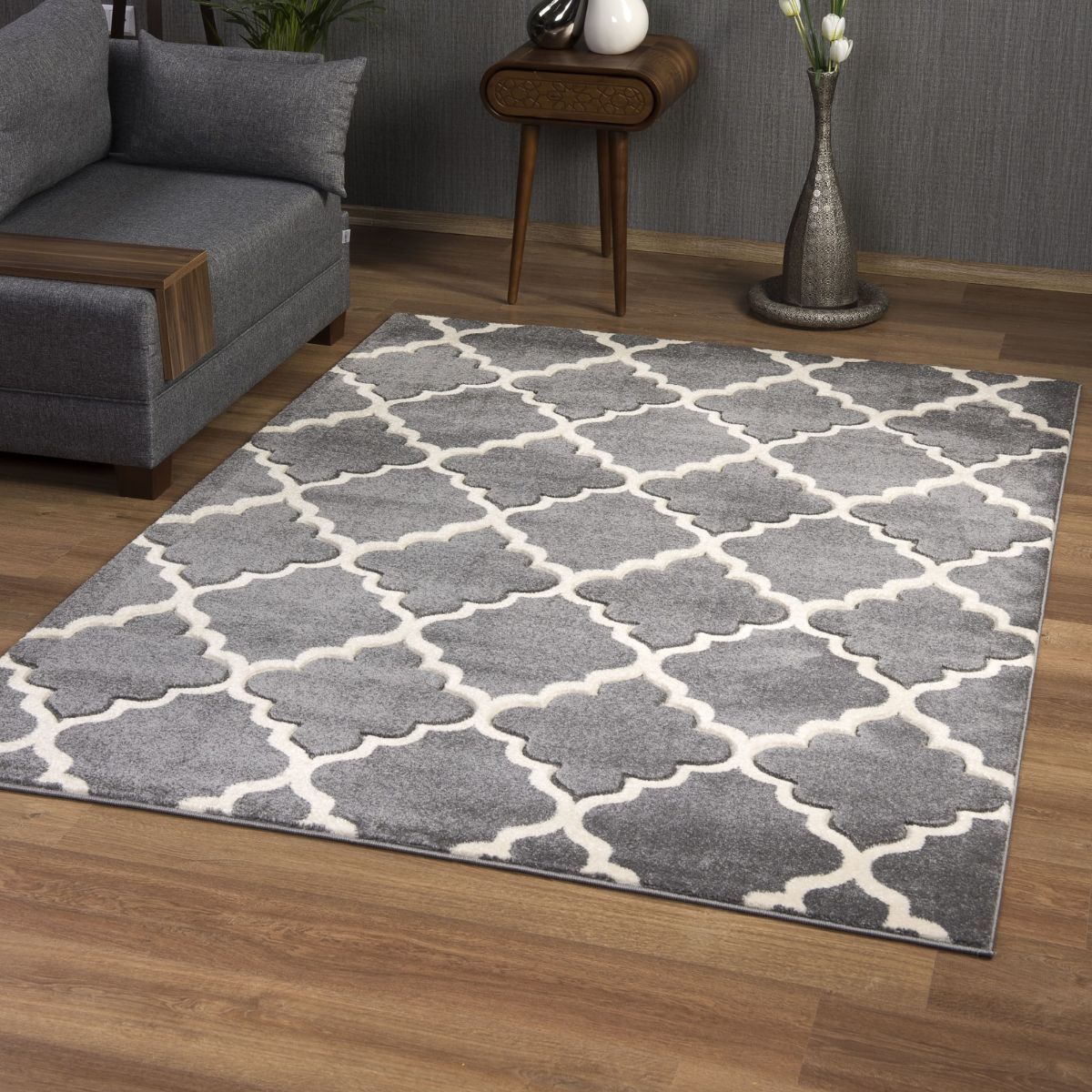 Darcy Geometric Rug Light Grey 2