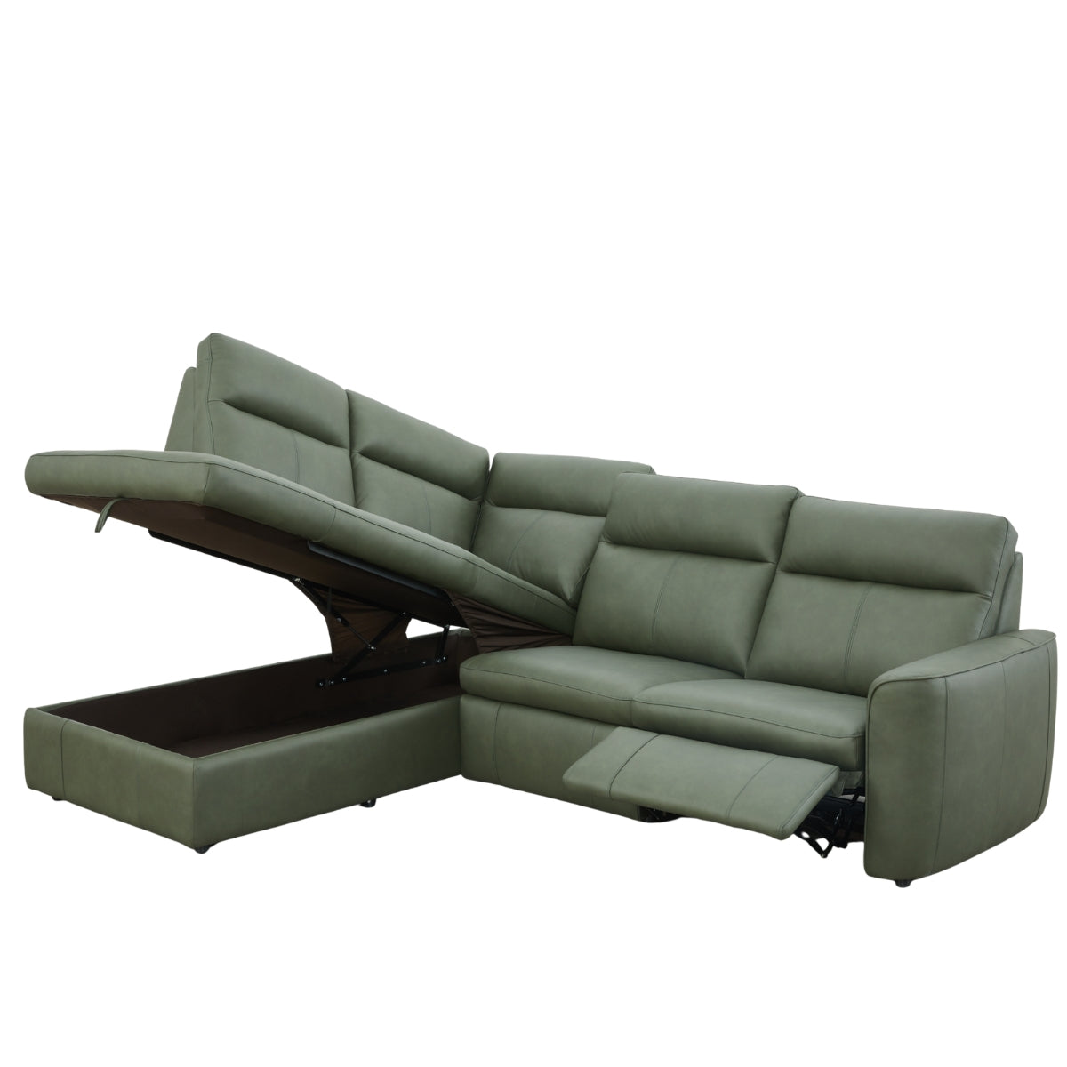 Deirdre Green Leather Corner Sofa - 5