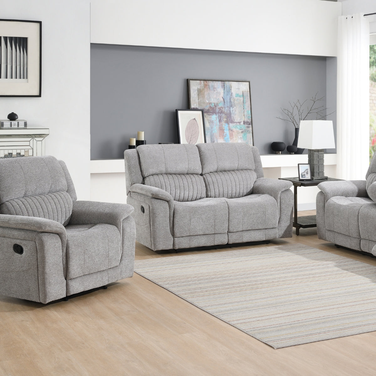 Delphine Grey Fabric 2 Seater Manual Recliner Sofa - 2