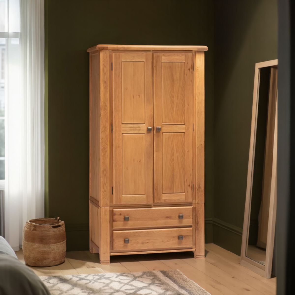 Dunloe 2 Door Solid Oak Wardrobe