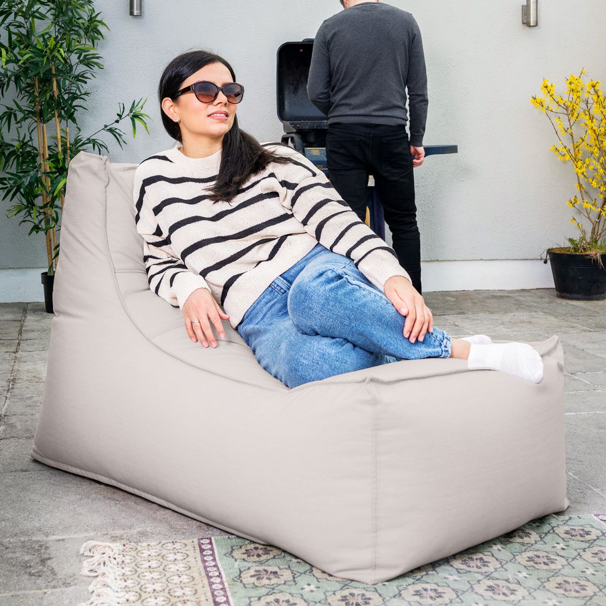 ELODLO-CR - Cream Outdoor Bean Bag Day Bed - 2