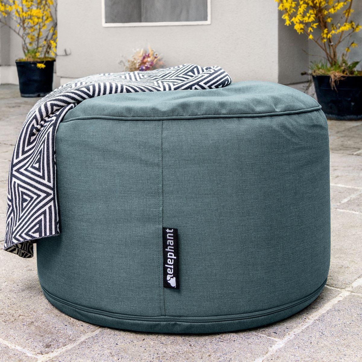 ELOFFS-GR - Teal Outdoor Pouffe Footstool - 2