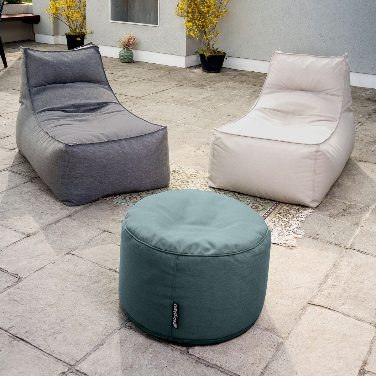 ELOFFS-GR - Teal Outdoor Pouffe Footstool - 3