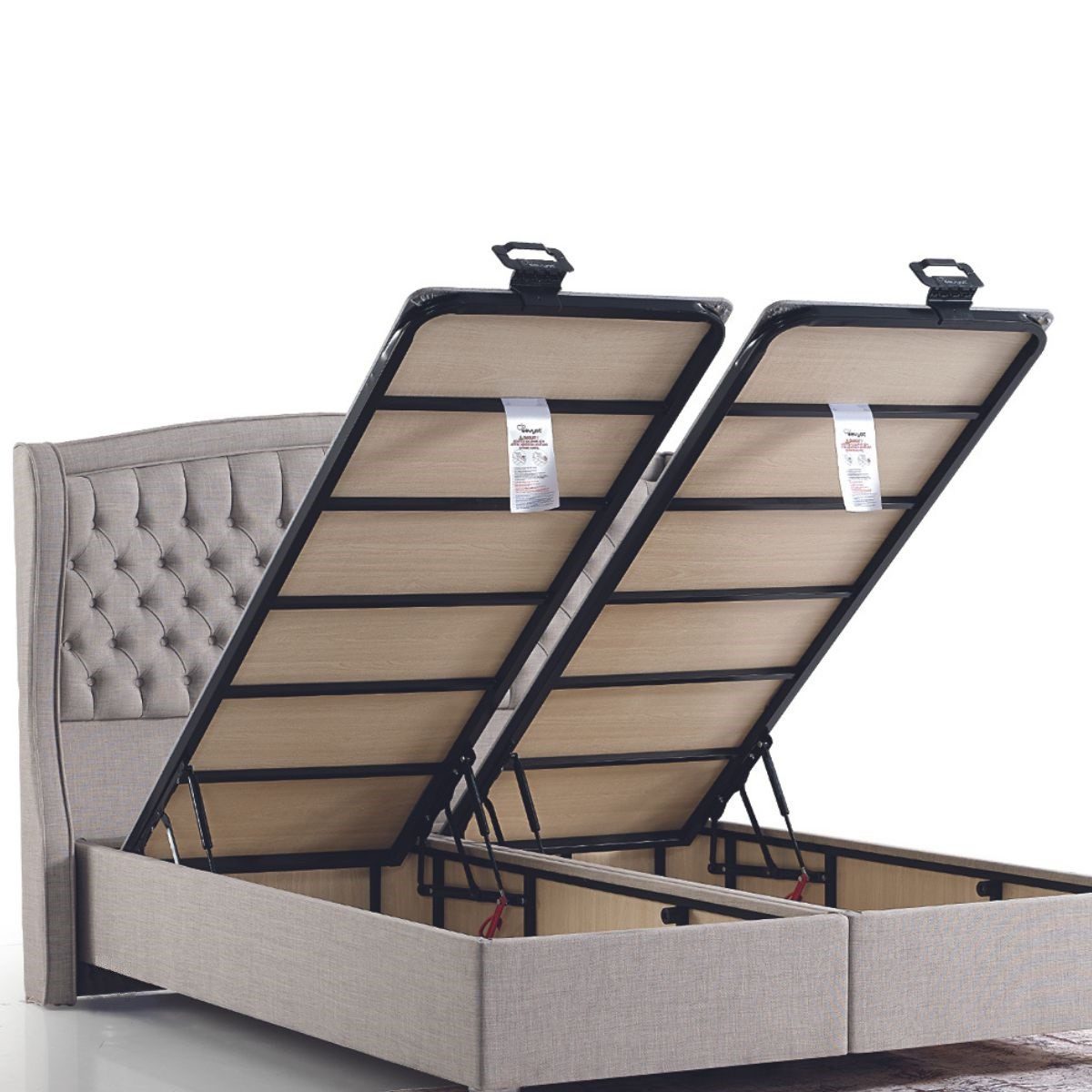 Eleanor Beige Ottoman Bed with 2 Storage Compartments - 2