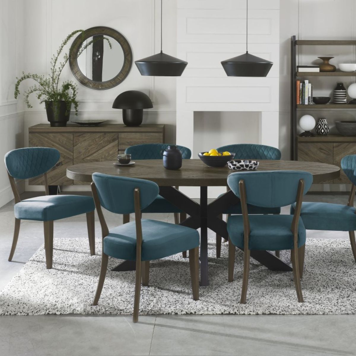 Elliot Fumed Oak Dining Chair Blue - 5