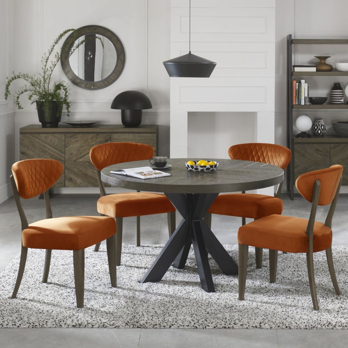 Elliot Fumed Oak Dining Chair Orange - 5