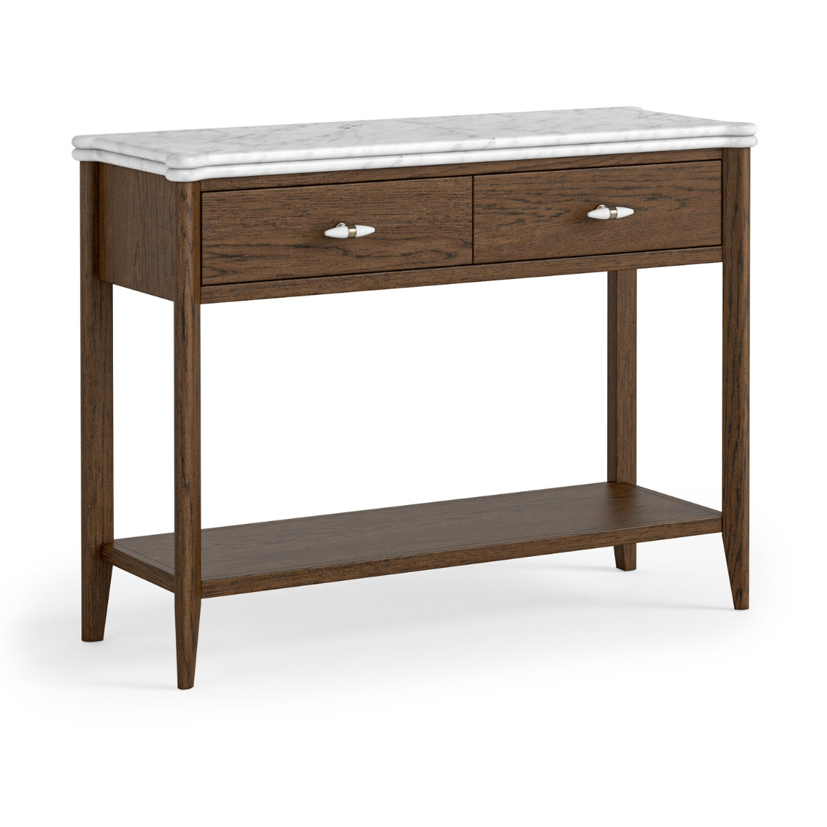 Fleming Marble Top Console Table in Walnut Oak - 1