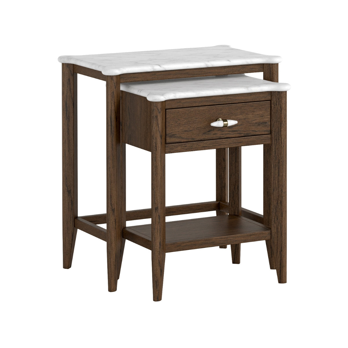 Fleming Marble Top Nest of Tables in Walnut Oak - 1