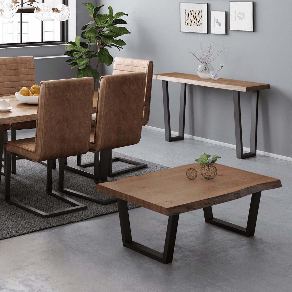 G4325 - Heatherfield Oak and Metal Console Table - 2