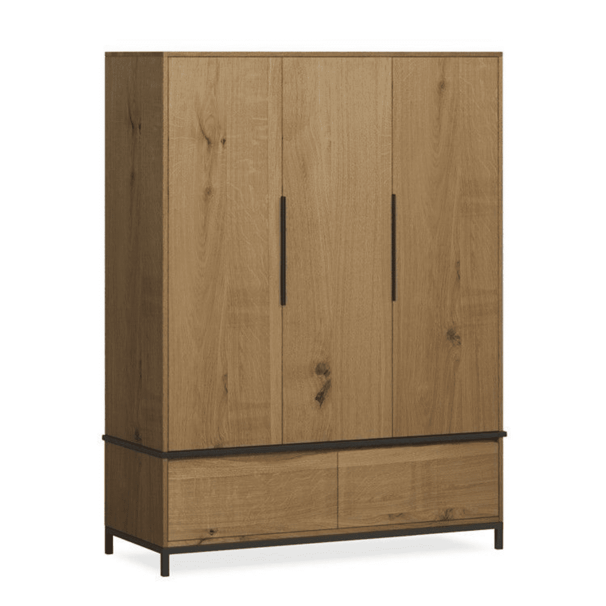 G4945 - Heatherfield 3 Door Oak and Metal Wardrobe