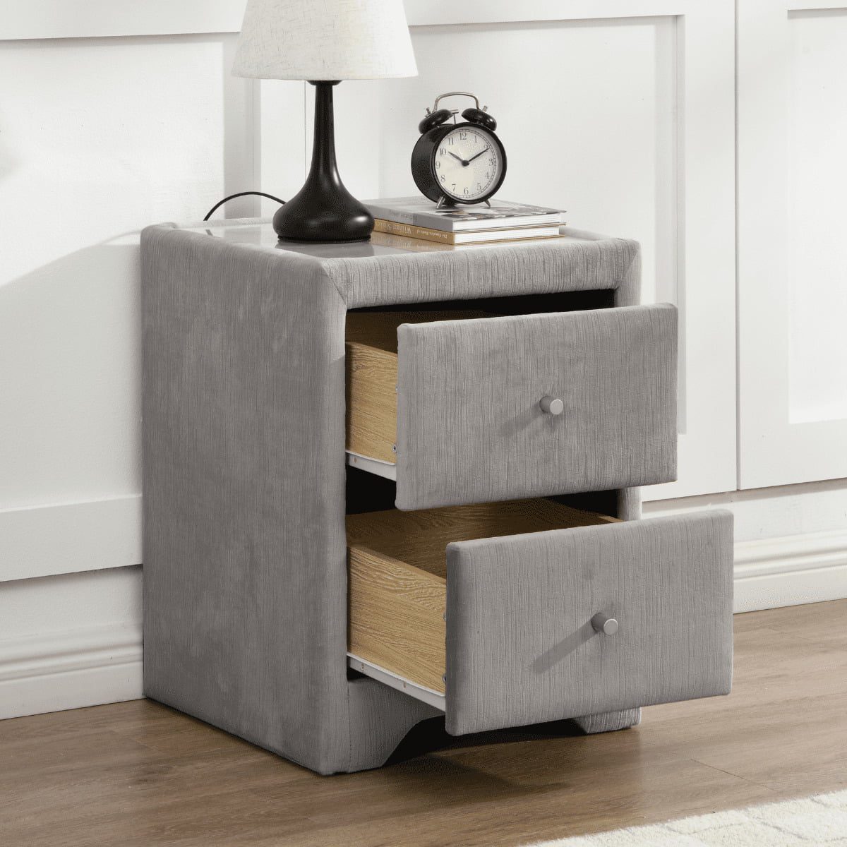 GIEKS - Kilshanny Silver Velvet Bedside Locker - 3
