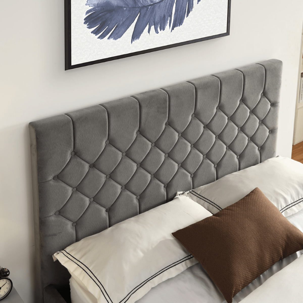Galway Grey Velvet Bed 2