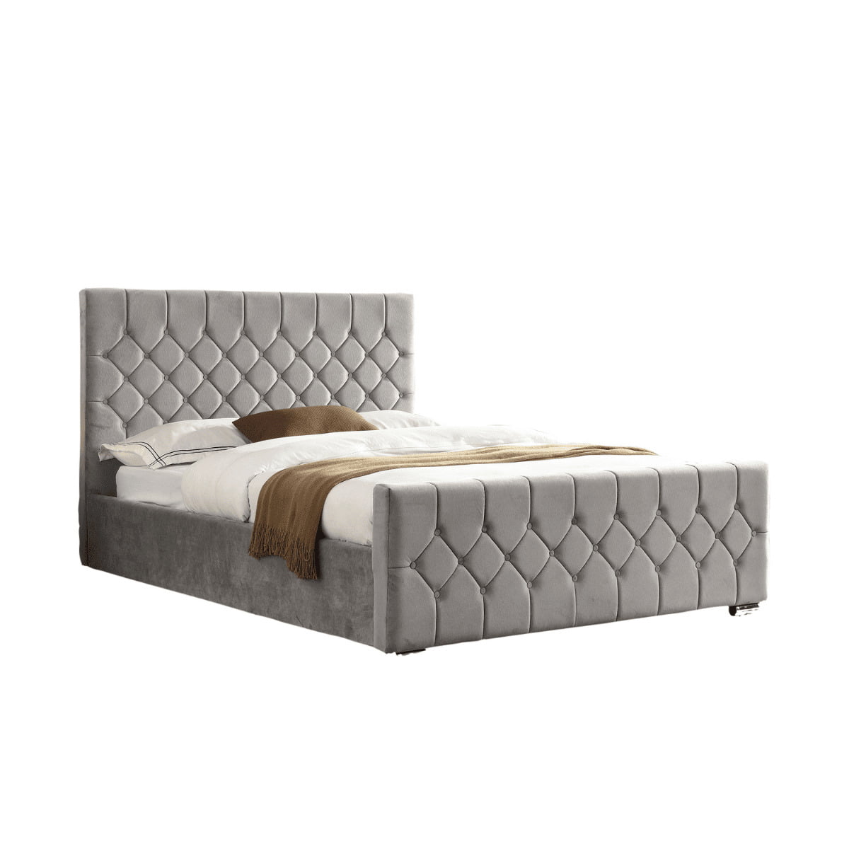 Silver Velvet Bed