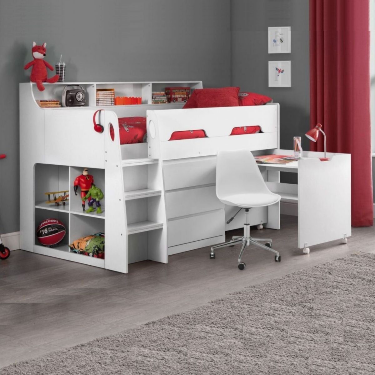 Jolie White Wooden Mid Sleeper Bed