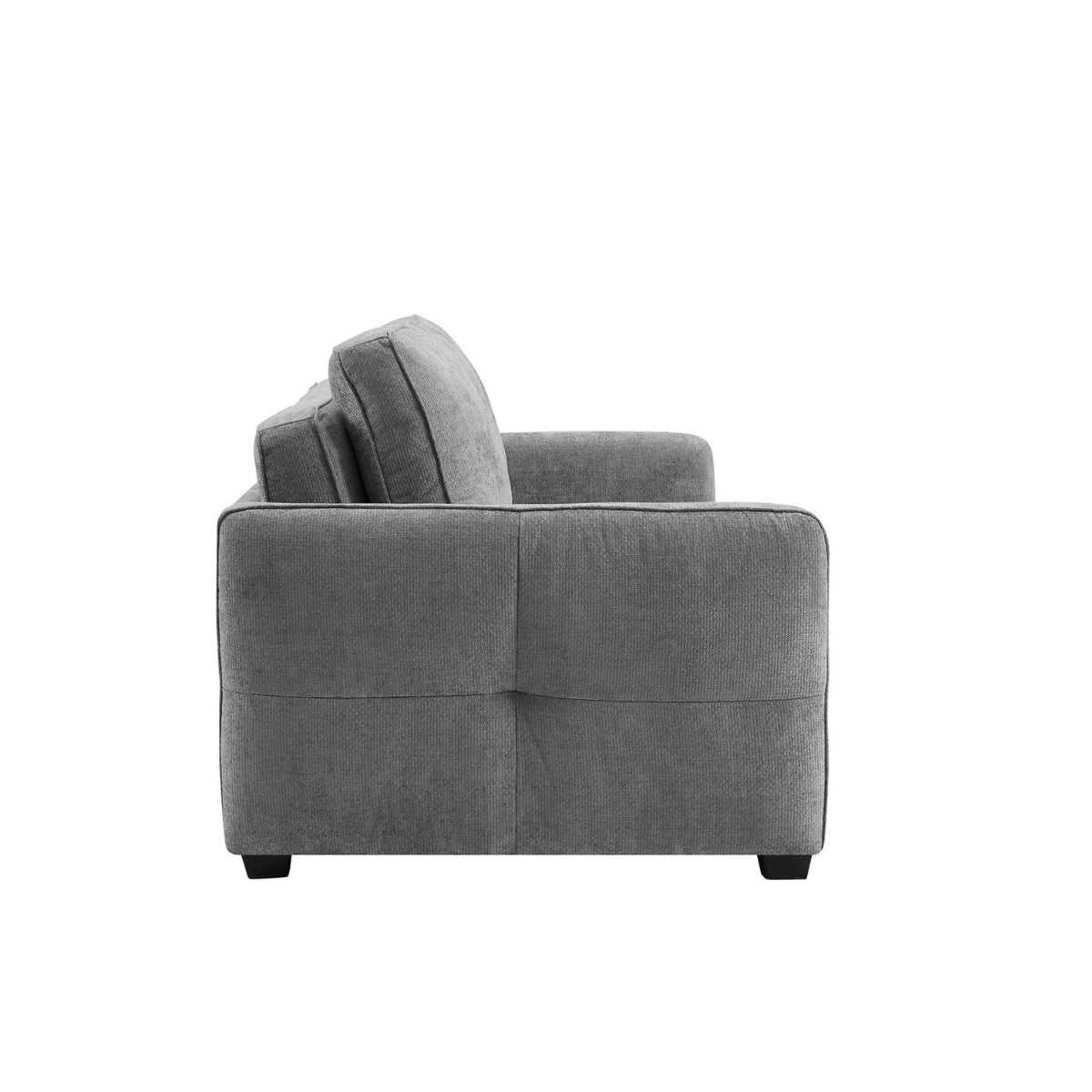 Keenan grey fabric sofa bed shown from the side against a plain white background.