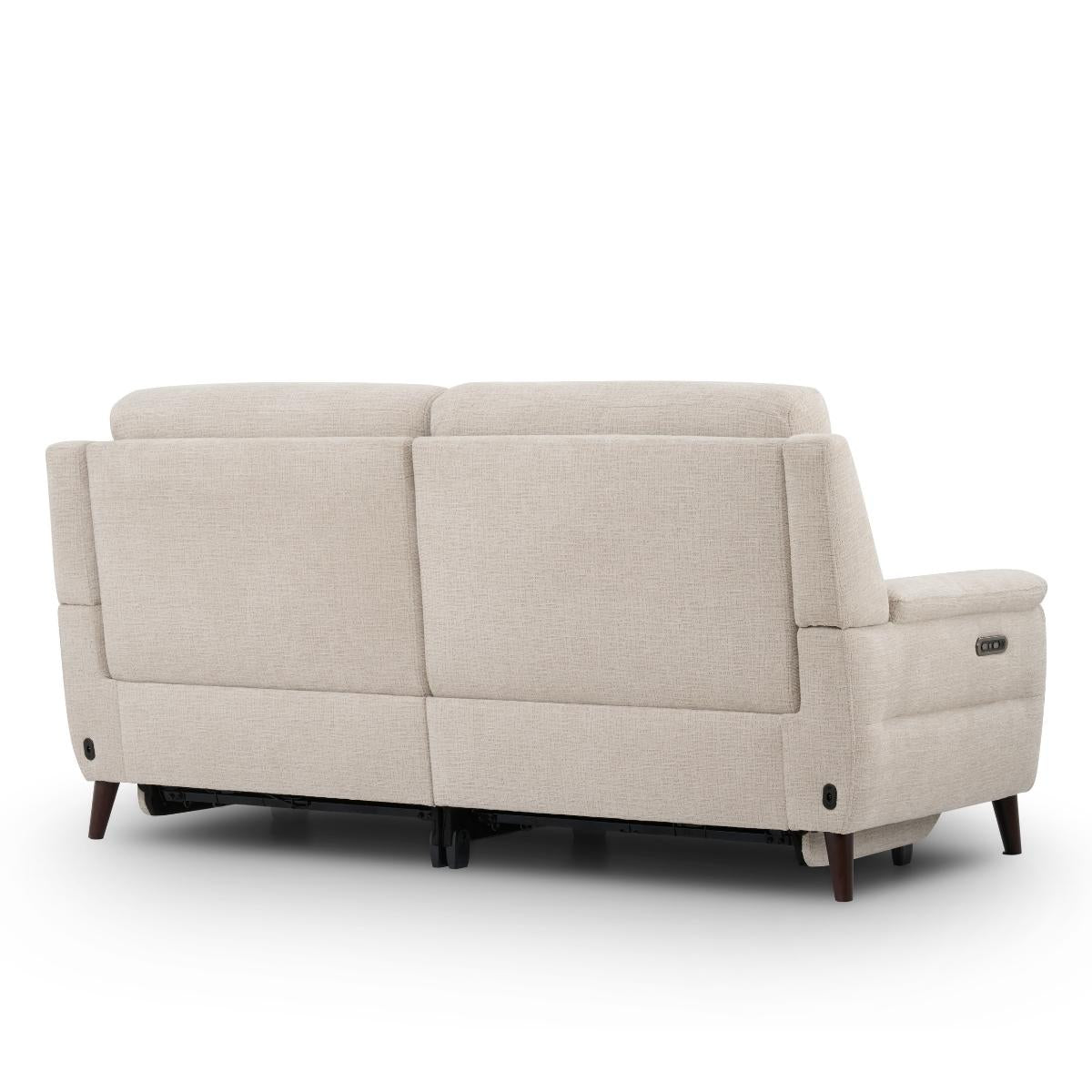 Lawrence Beige Fabric Electric Recliner 2.5 Seater Sofa