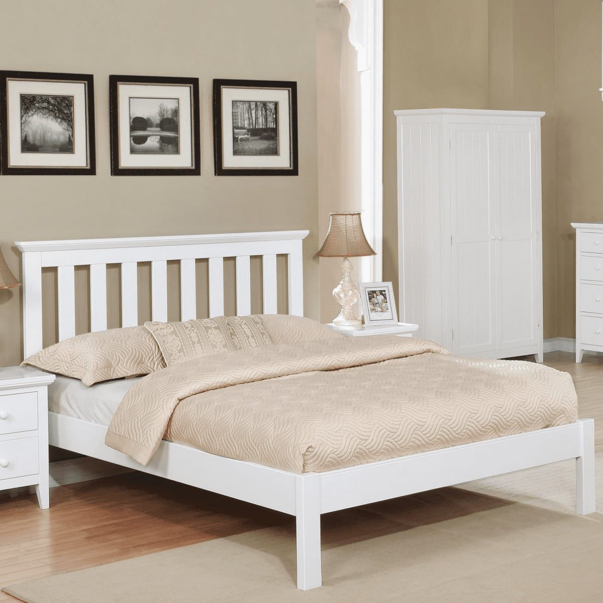Lolly White Solid Wood Bed Frame