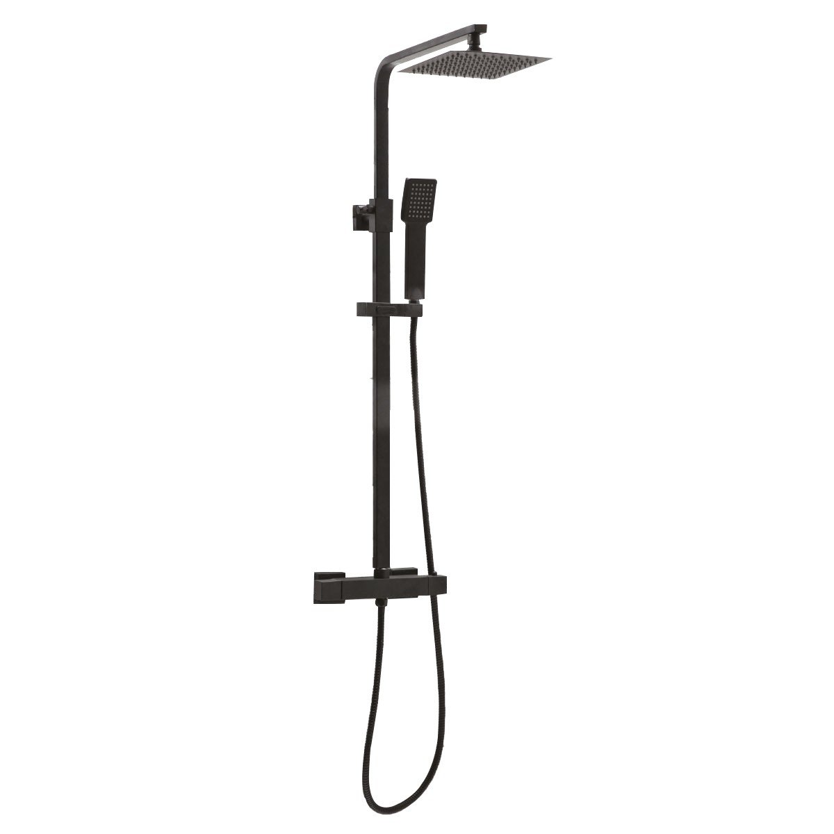 Lunar Black Square Rigid Riser Shower - 1