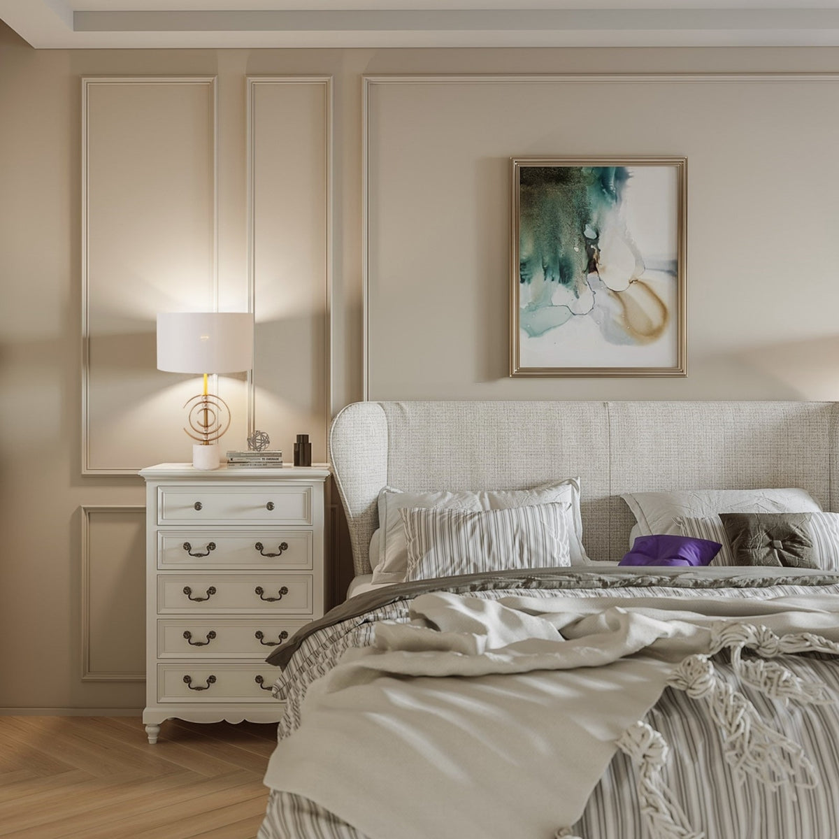 LuxuryWhite_GoldTableLampwithMarbleBase-6