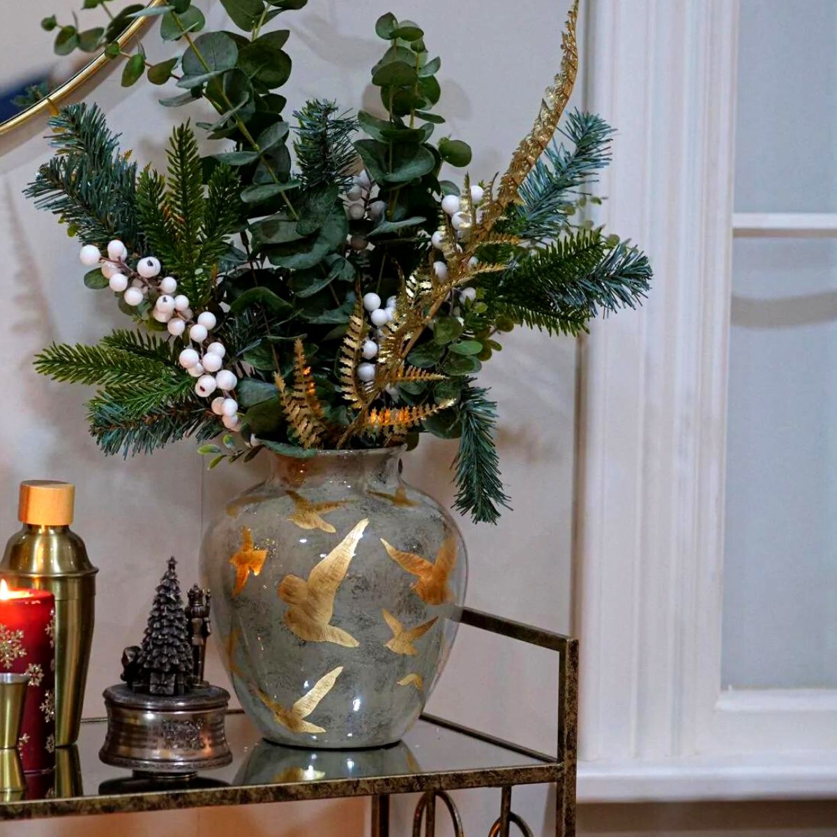 MY092 - Ashford 10 Gold Leaf and Grey Vase Jar - 2