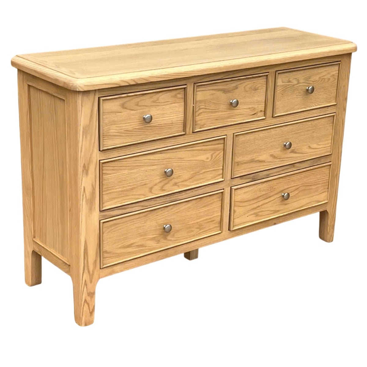 Maldon Oak 3 over 4 Wide Chest of Drawers - 1