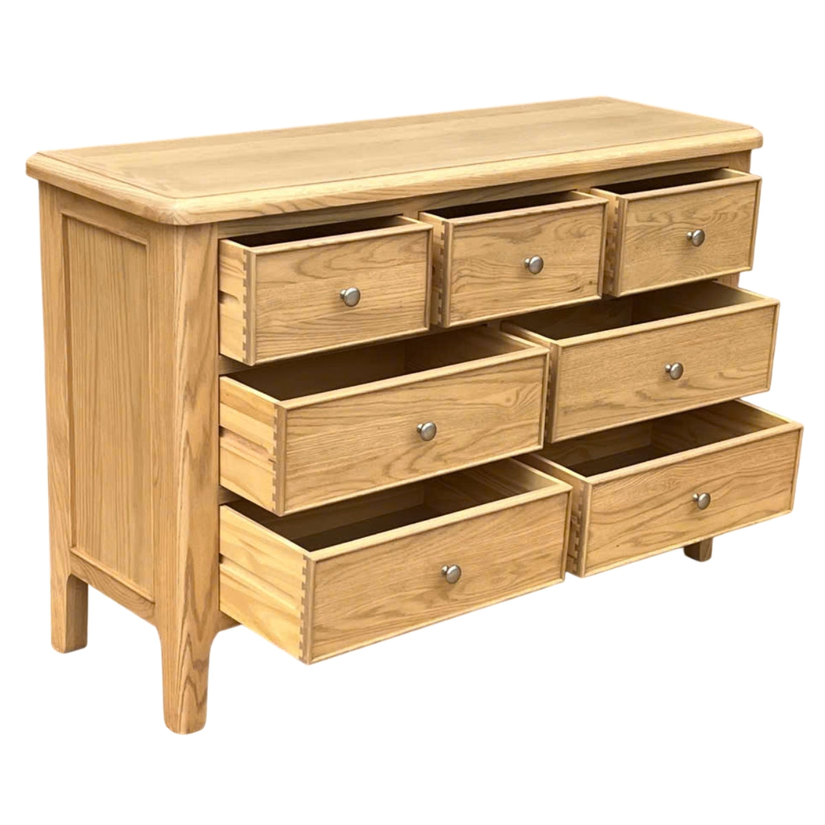 Maldon Oak 3 over 4 Wide Chest of Drawers - 4