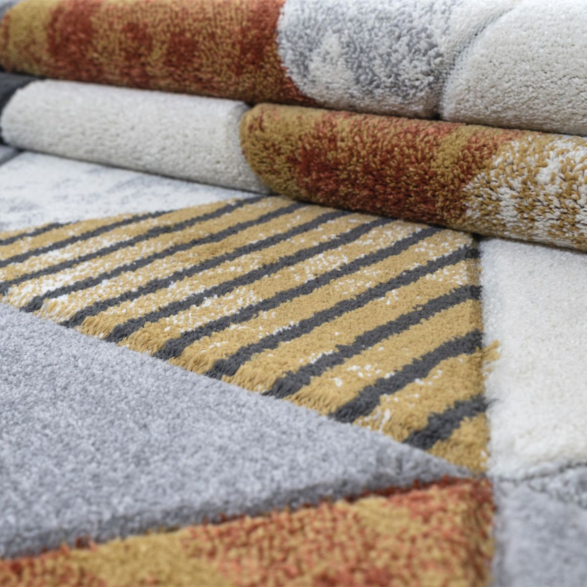 Mason Multi Tone Triangular Pattern Rug with Stripes - 2