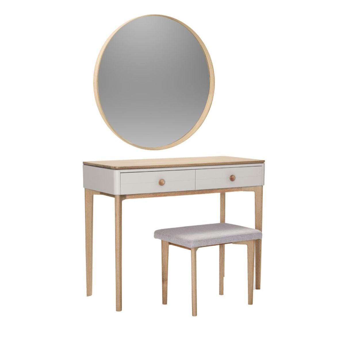 Megara Cashmere Oak Dressing Stool - 4