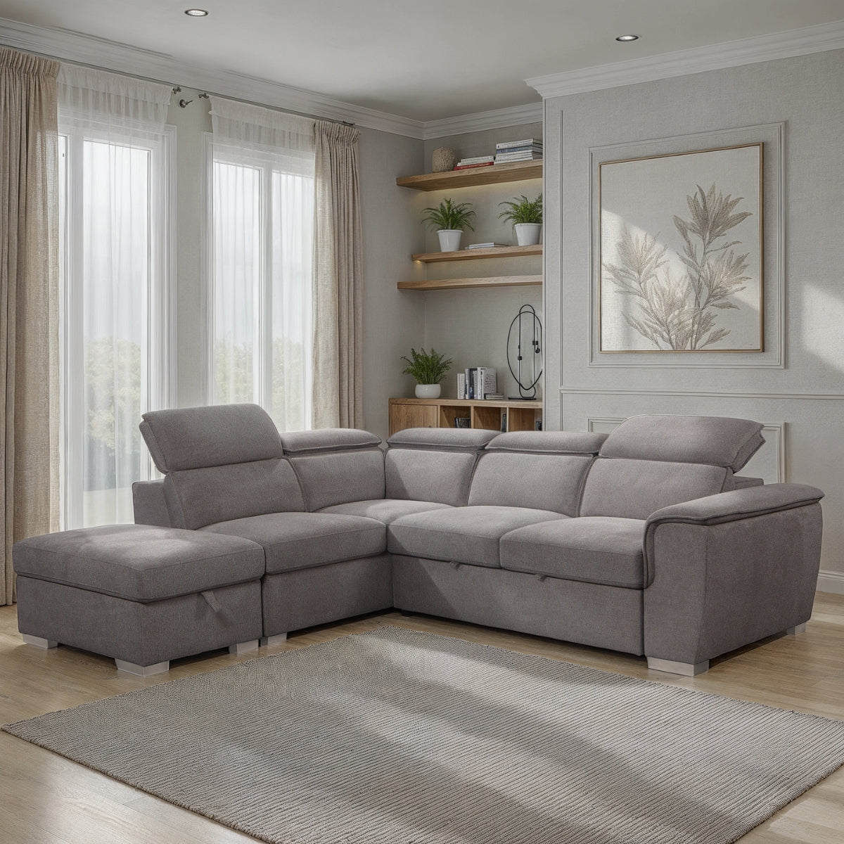 Mirabella Grey Corner Sofa Bed with Storage - 2